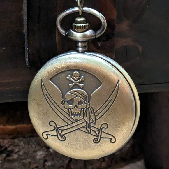 Accessories - Pirate Pocket Watch Vintage Bronze Finish Buccaneers Gift Captain Jack Pirates